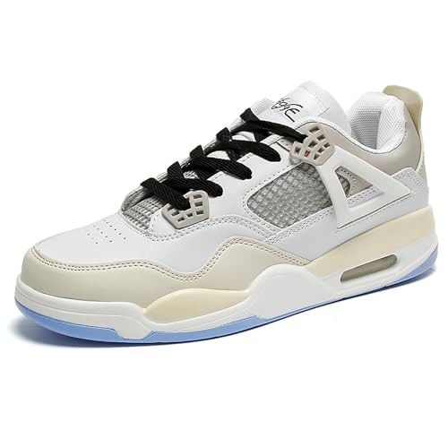 Geymxzik Herren Damen Air 4 Skateboardschuhe Schuhe Laufschuhe Turnschuhe mit Luftpolster Basketballschuhe Leicht Sneaker Sportschuhe 521 Cremegrau EU 43 von Geymxzik