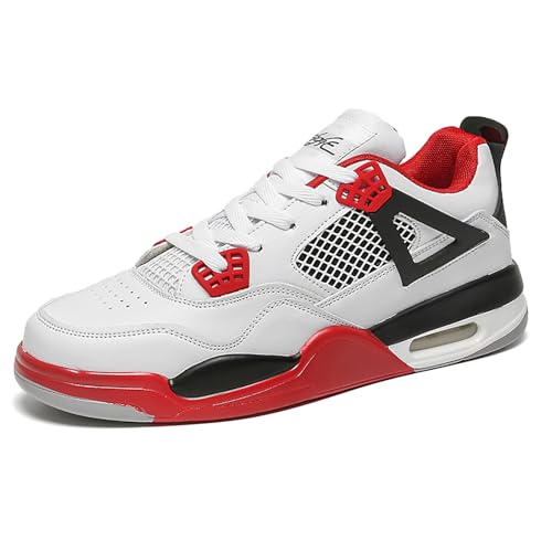Geymxzik Herren Damen Air 4 Skateboardschuhe Schuhe Laufschuhe Turnschuhe mit Luftpolster Basketballschuhe Leicht Sneaker Sportschuhe 521 Flammenrot EU 41 von Geymxzik