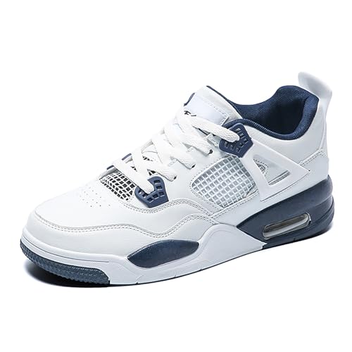 Geymxzik Herren Damen Air 4 Skateboardschuhe Schuhe Laufschuhe Turnschuhe mit Luftpolster Basketballschuhe Leicht Sneaker Sportschuhe 521 Weißdunkelblau EU 41 von Geymxzik