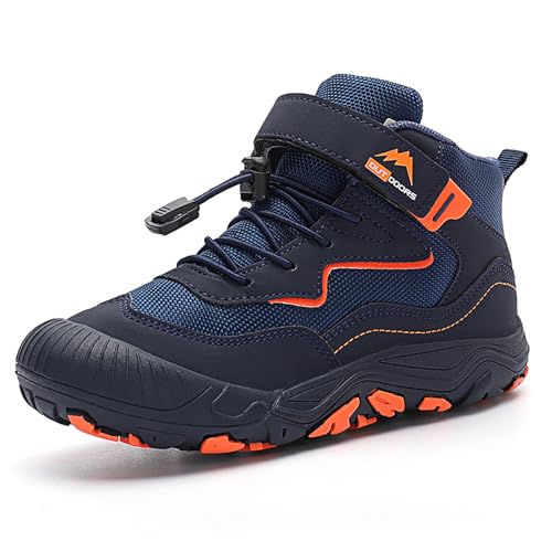 Geymxzik Kinder Barfußschuhe Unisex Winter Wasserdicht Wanderstiefel Trekking Outdoor Winter Kinderschuhe Winterschuhe Barfussschuhe für Jungen Mädchen K005 Dunkelblau EU 31 von Geymxzik