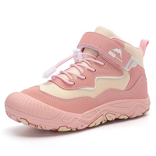 Geymxzik Kinder Barfußschuhe Unisex Winter Wasserdicht Wanderstiefel Trekking Outdoor Winter Kinderschuhe Winterschuhe Barfussschuhe für Jungen Mädchen K005 Rosa EU 30 von Geymxzik