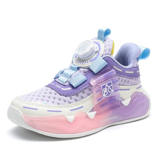 Geymxzik Kinder Sneaker Turnschuhe Mädchen Leichte Sportschuhe Jungen Laufschuhe mit Drehknopf Atmungsaktiv Hallenschuhe Schuhe, 28EU von Geymxzik