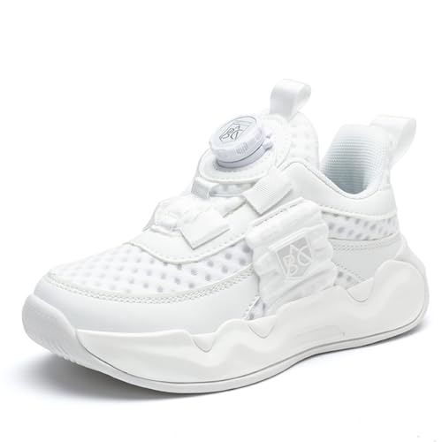 Geymxzik Kinder Sneaker Turnschuhe Mädchen Leichte Sportschuhe Jungen Laufschuhe mit Drehknopf Atmungsaktiv Hallenschuhe Schuhe, 37EU von Geymxzik