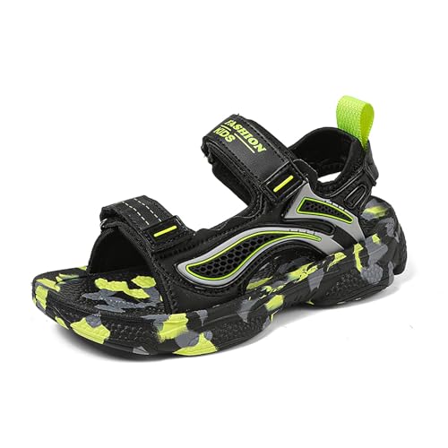 Geymxzik Kinder Sommerschuhe sandalen Jungen Mädchen Sommer Sandalen Strand Wandersandale Trekkingsandalen Sport- Outdoor 013 Schwarz grün EU 33 von Geymxzik