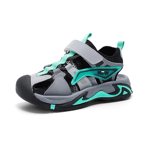 Geymxzik Kinder Sommerschuhe sandalen Jungen Mädchen Sommer Sandalen Strand Wandersandale Trekkingsandalen Sport- Outdoor 023 Hellgrau EU 28 von Geymxzik