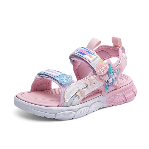 Geymxzik Kinder Sommerschuhe sandalen Jungen Mädchen Sommer Sandalen Strand Wandersandale Trekkingsandalen Sport- Outdoor L779 Weiß rosa EU 32 von Geymxzik