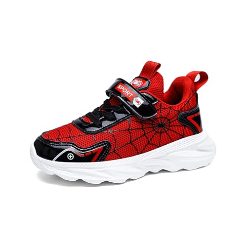 Geymxzik Kinder Turnschuhe Jungen Mädchen Laufschuhe Atmungsaktiv Kinderschuhe Outdoor Klettverschluss Sportschuhe Freizeit Sneaker Leicht Hallenschuhe 833 schwarz rot EU 35 von Geymxzik