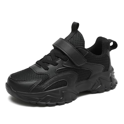 Geymxzik Kinder Turnschuhe Jungen Mädchen Laufschuhe Atmungsaktiv Kinderschuhe Outdoor Klettverschluss Sportschuhe Freizeit Sneaker Leicht Hallenschuhe 897 Schwarz EU 29 von Geymxzik