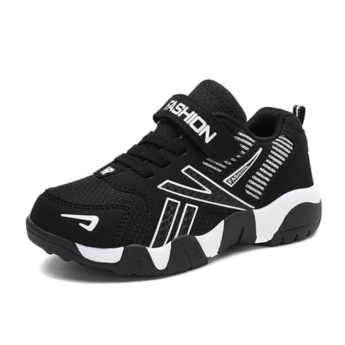 Geymxzik Kinder Turnschuhe Jungen Mädchen Laufschuhe Atmungsaktiv Kinderschuhe Outdoor Klettverschluss Sportschuhe Freizeit Sneaker Leicht Hallenschuhe W1712 schwarz weiß EU 37 von Geymxzik