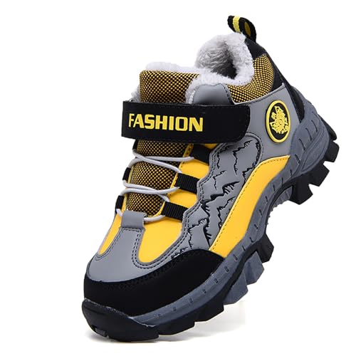 Geymxzik Kinder Wanderschuhe Warm Gefütterte Trekkingschuhe Jungen Mädchen Schneeschuhe Winterschuhe Wanderstiefel Outdoor rutschfest Sportschuhe 898 Gelb EU 37 von Geymxzik