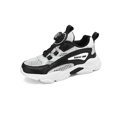 Geymxzik Kinderschuhe Jungen Mädchen Sportschuhe Laufschuhe Turnschuhe mit Drehknopf Atmungsaktiv Mode Leicht Turnschuhe Sneakers 1861 Schwarz EU 40 von Geymxzik