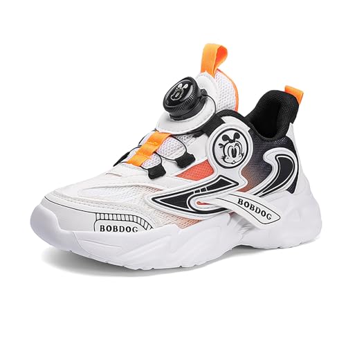 Geymxzik Kinderschuhe Jungen Mädchen Sportschuhe Laufschuhe Turnschuhe mit Drehknopf Atmungsaktiv Mode Leicht Turnschuhe Sneakers 689SX schwarz rot EU 34 von Geymxzik