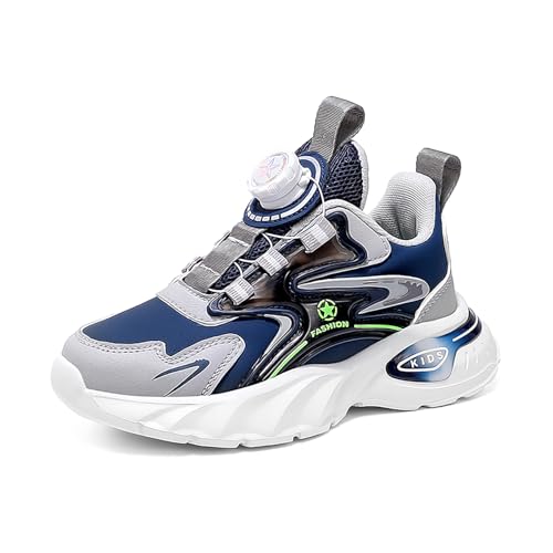 Geymxzik Kinderschuhe Jungen Mädchen Sportschuhe Laufschuhe Turnschuhe mit Drehknopf Atmungsaktiv Mode Leicht Turnschuhe Sneakers 8109 dunkelblau EU 30 von Geymxzik