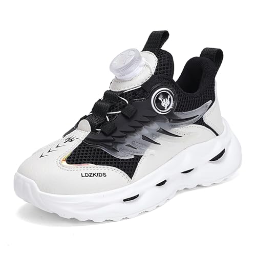 Geymxzik Kinderschuhe Jungen Mädchen Sportschuhe Laufschuhe Turnschuhe mit Drehknopf Atmungsaktiv Mode Leicht Turnschuhe Sneakers 888 Schwarz EU 36 von Geymxzik