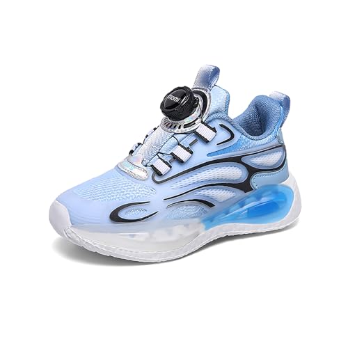 Geymxzik Kinderschuhe Jungen Mädchen Sportschuhe Laufschuhe Turnschuhe mit Drehknopf Atmungsaktiv Mode Leicht Turnschuhe Sneakers 995 Hellblau EU 34 von Geymxzik