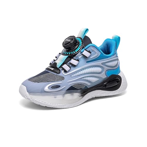 Geymxzik Kinderschuhe Jungen Mädchen Sportschuhe Laufschuhe Turnschuhe mit Drehknopf Atmungsaktiv Mode Leicht Turnschuhe Sneakers 995 Schwarz Blau EU 30 von Geymxzik
