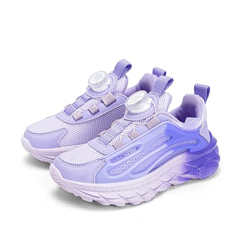 Geymxzik Kinderschuhe Jungen Mädchen Sportschuhe Laufschuhe Turnschuhe mit Drehknopf Atmungsaktiv Mode Leicht Turnschuhe Sneakers 996 Taro-Lila EU 35 von Geymxzik