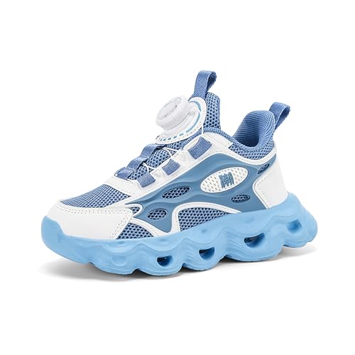 Geymxzik Kinderschuhe Jungen Mädchen Sportschuhe Laufschuhe Turnschuhe mit Drehknopf Atmungsaktiv Mode Leicht Turnschuhe Sneakers B268 Denim Blau EU 32 von Geymxzik