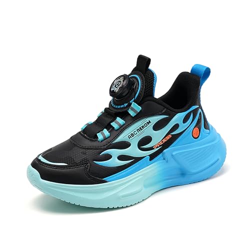 Geymxzik Kinderschuhe Jungen Mädchen Sportschuhe Turnschuhe Kinder Laufschuhe mit rutschfest Leicht Halle Sohle Sneakers 2226 Schwarz Blau EU 33 von Geymxzik