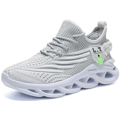 Geymxzik Laufschuhe Herren Turnschuhe Sportschuhe Straßenlaufschuhe Fitnessschuhe Joggingschuhe Freizeitschuhe Männer Leichte Sneaker 2206 weißgrau EU 47 von Geymxzik