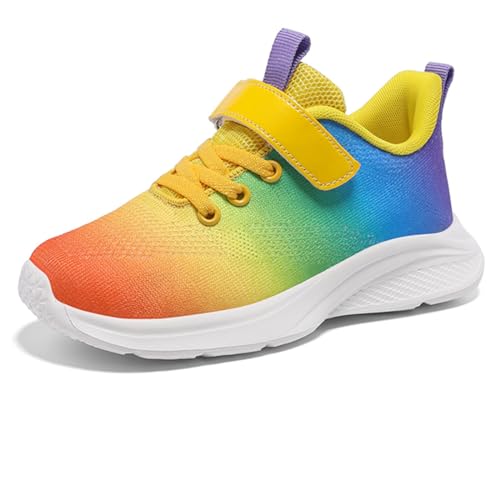 Geymxzik Laufschuhe Kinder Turnschuhe Jungen Mädchen Leicht Klettverschluss Sportschuhe Atmungsaktiv Mesh Sneakers Freizeit Schuhe 32EU von Geymxzik
