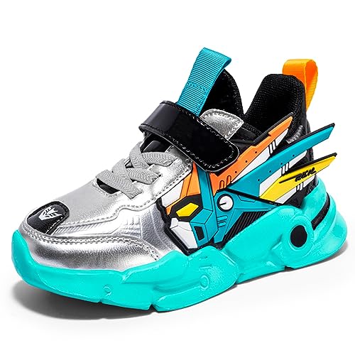 Geymxzik Schuhe Jungen Sportschuhe Kinder Mädchen Laufschuhe Atmungsaktiv Outdoor Turnschuhe Jungen Freizeit Sneaker Leicht Klettverschluss Hallenschuhe, 30EU von Geymxzik