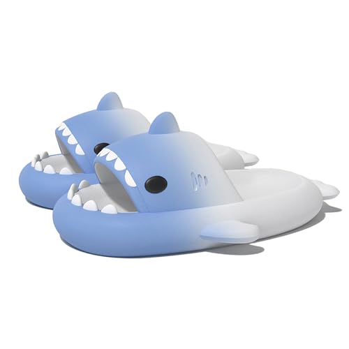 Shark Sildes Slippers Damen Herren Hai Badelatschen Sommer Hausschuhe Badeschlappen rutschfeste Unisex Badeschuhe Strand Sandalen Home Pantoffeln Farbverlauf-Blauweiß EU 36 von Geymxzik