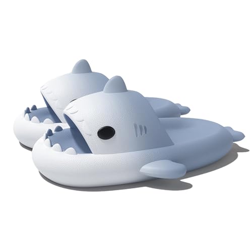 Shark Sildes Slippers Damen Herren Hai Badelatschen Sommer Hausschuhe Badeschlappen rutschfeste Unisex Badeschuhe Strand Sandalen Home Pantoffeln Farbverlauf-WeißBlue EU 40 von Geymxzik