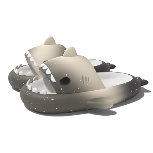 Shark Sildes Slippers Damen Herren Hai Badelatschen Sommer Hausschuhe Badeschlappen rutschfeste Unisex Badeschuhe Strand Sandalen Home Pantoffeln Sthm2-GrauBeige EU 38 von Geymxzik