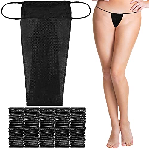100 Stück Einweg-Tanga aus Vliesstoff für Damen, Einweg-Spa-Unterwäsche, einzeln verpackt für Spray Tanning Schwarz von Geyoga