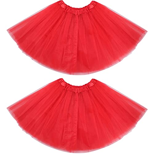 2er Pack Damen Teen Erwachsene 80er Jahre Tutu Rock (Rot, 3 Schichten) von Geyoga