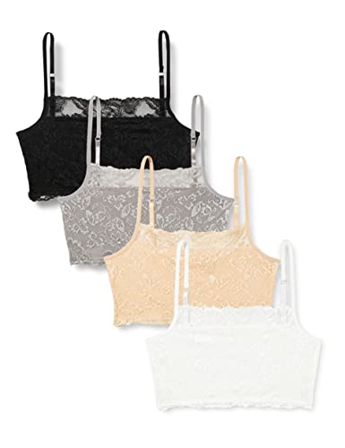 4 Stück Sport Spitze BHS mit Riemen (Schwarz, Weiß, Beige, Grau, L) von Geyoga