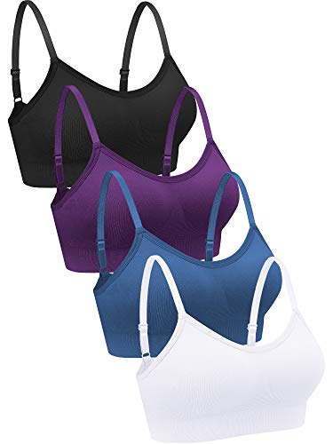 4 Stück V Kabellos Sport BH (Groß, Schwarz, Lila, Blau, Weiß) von Geyoga