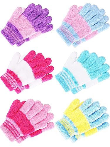 6 Paar Kinder Handschuhe Vollfinger Gestrickt Fäustlinge (Süße Farben, 0-3 Jahre) von Geyoga