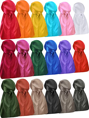 Durags Seidige Durags Kopftuch mit langem Schwanz, breite Riemen, Satin, Durag-Kappe für Damen und Herren (farblich sortiert) von Geyoga
