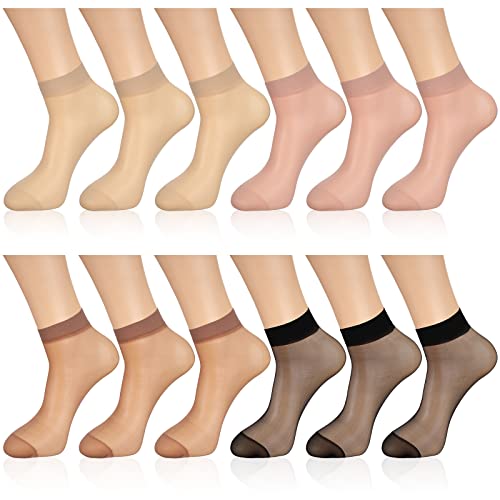 Geyoga 12 Paar Durchsichtige Söckchen Transparente Nylon Socken (Einfache Farbe, M) von Geyoga