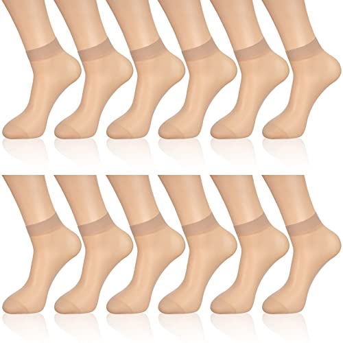 Geyoga 12 Paar Durchsichtige Söckchen Transparente Nylon Socken (Hautfarbe, M) von Geyoga