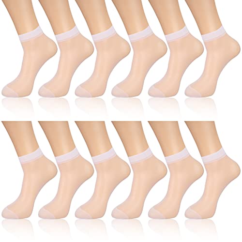 Geyoga 12 Paar Durchsichtige Söckchen Transparente Nylon Socken (Weiß, M) von Geyoga