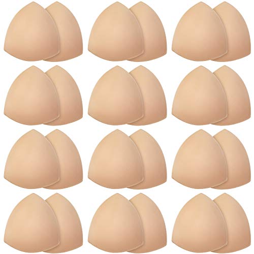 Geyoga 12 Paar Triangle Sport BH Einsätze Push Up Brust BH Einsatz Pads abnehmbar, Nude Farbe, Medium von Geyoga