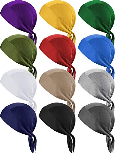 Geyoga 12 Stück Totenkopf-Mütze für Männer und Frauen, kühlend, schweißableitend, Helm, Fahrradmütze, Kopfbandana, Sommerkappen, Lila, Gelb, Grün, Armeegrün, Weinrot, Blau, Weiß, Schwarz, Dunkelgrau von Geyoga