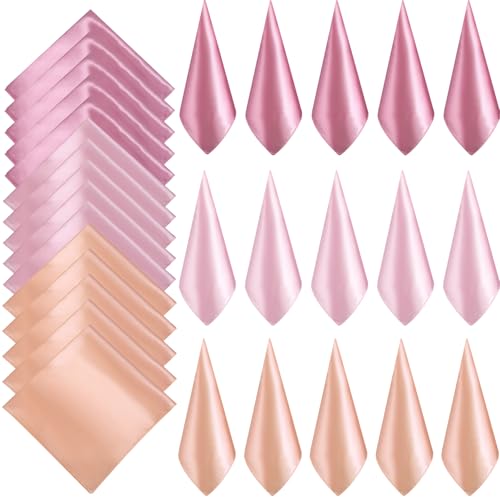 Geyoga 15 Stück nickituch Damen Quadrat Hals Schal Einfarbig Satin Halstuch Tücher Kopfwickel Bandana(Rosafarben) von Geyoga