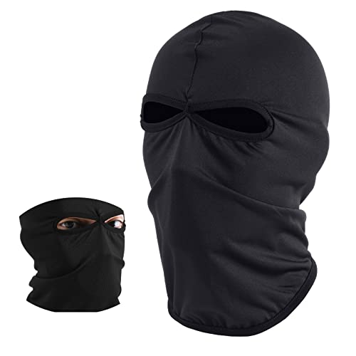 Geyoga 2 Loch Sturmhauben Atmungsaktive Balaclava für Herren Schwarz Skimaske Multifunktionstuch Sturmmaske Winddichte Outdoor Sport Gesichtshaube Solid Helmfutter für Fahrrad Motorrad Joggen von Geyoga