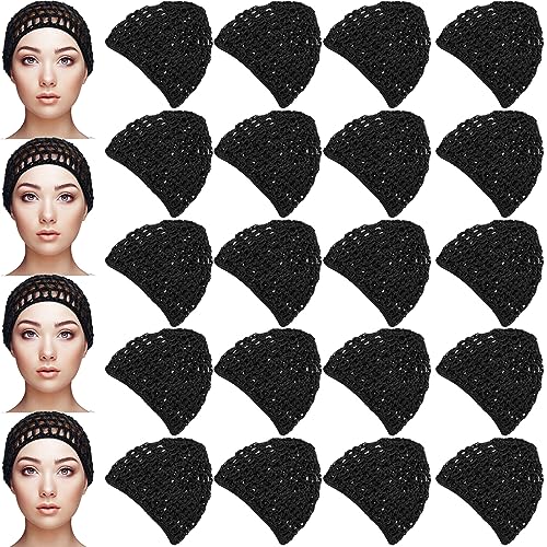 Geyoga 24 Stück Mesh Häkeln Haar Netz Snoods für Frauen Haar Rayon Knit Snood Hut Mesh Haar Wrap Weich Gehäkelte Schlafkappe Dicke Kurze Frauen Haarnetz Snoods Abdeckung Ornament zum Schlafen Dusche von Geyoga