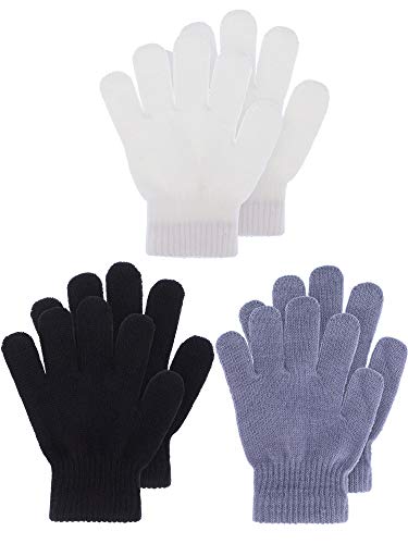 Geyoga 3 Paar Winter Kinder Gestrickte Handschuhe Warme Kinder Strickhandschuhe Elastische Fäustlinge (Praktisch, L) von Geyoga