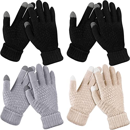 Geyoga 4 Paar Touchscreen Handschuhe (Schwarz, Grau, Aprikose) von Geyoga