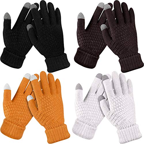 Geyoga 4 Paar Touchscreen Handschuhe (Schwarz, Weiß, Khaki, Kaffee) von Geyoga