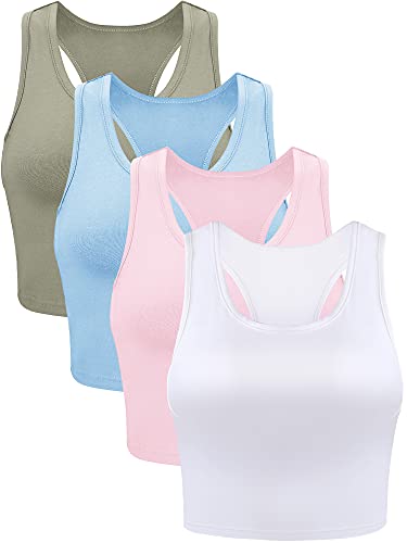 Geyoga 4 Stück Basic Crop Tank Top Baumwolle Ärmellos Racerback Crop Tank Top - - Klein von Geyoga