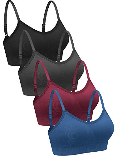 Geyoga 4 Stück V Kabellos Sport BH (Klein, Schwarz, Dunkelgrau, Dunkelrot, Blau) von Geyoga