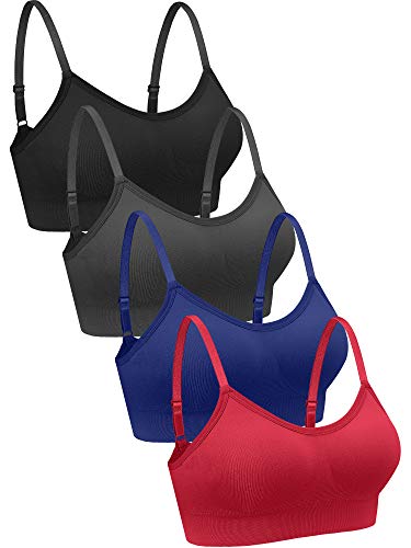 Geyoga 4 Stück V Kabellos Sport BH (Klein, Schwarz, Dunkelgrau, Marineblau, Rot) von Geyoga