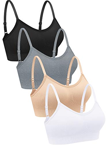 Geyoga 4 Stück V Kabellos Sport BH (Mittel, Schwarz, Hellgrau, Weiß, Rosa) von Geyoga